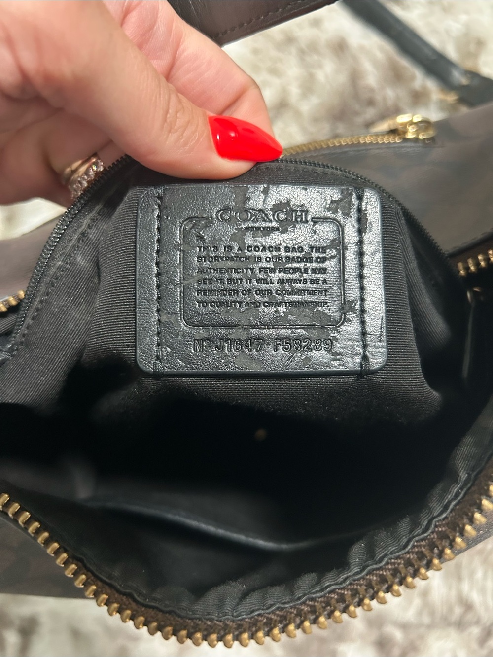 Coach Signature Brown & Black Crossbody Hobo Bag F58328 Gold Hardware - Picture 6 of 9